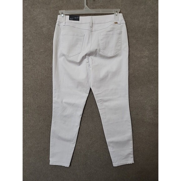 1822 Ankle Skinny Jeans Womens 12 White Silk Denim Smooth Stretch NEW - Picture 6 of 11